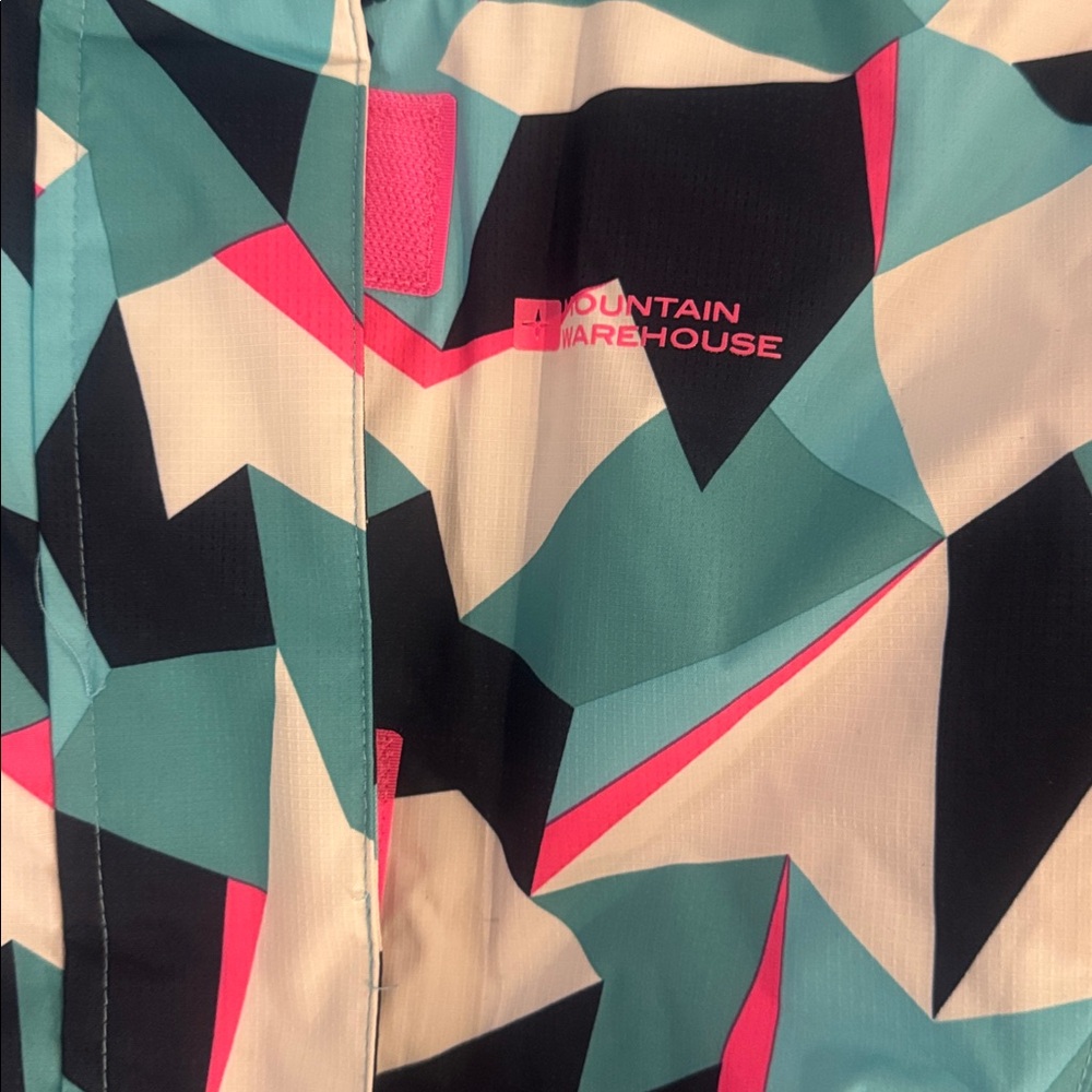 Geometric Patterned ski coat in Blue and Pink - Picture 2 of 6